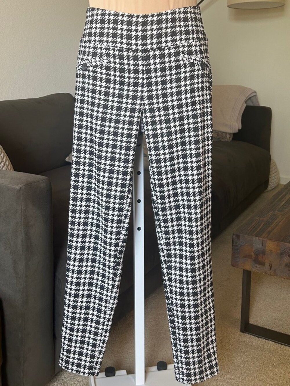 SOHO APPAREL Black/White Plaid Stretch Pant